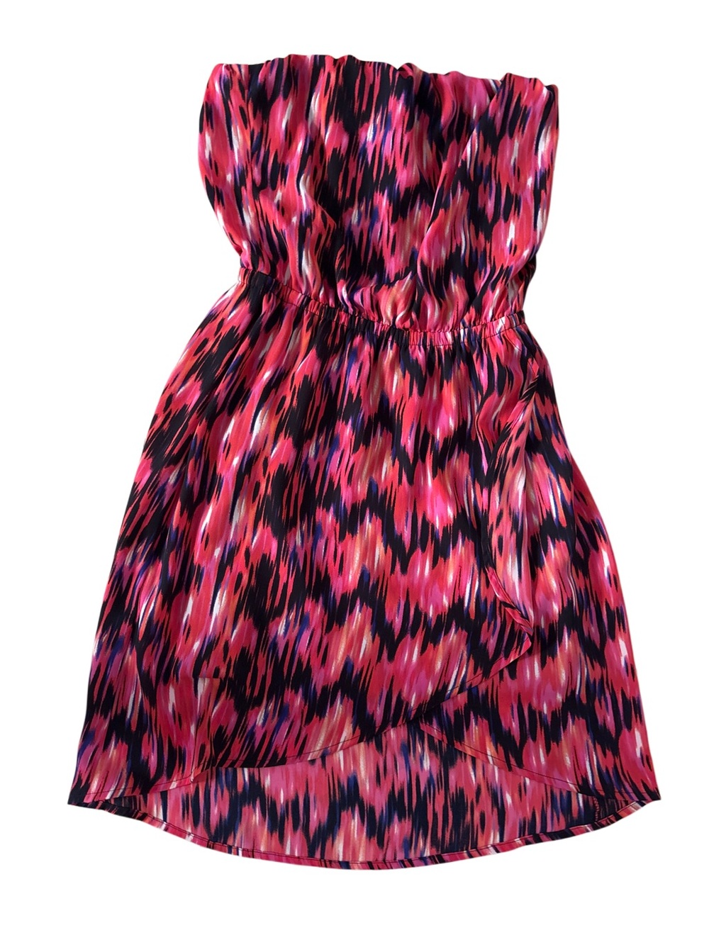 Express Women’s Strapless Pink & Black Printed Sundress
